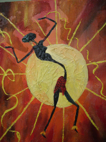 Africanas Media Mixta Lienzo Figura