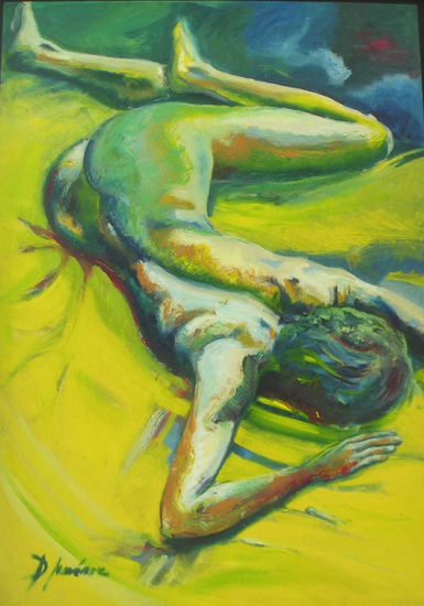 MUJER EN AMARILLOS Oil Paper Nude Paintings