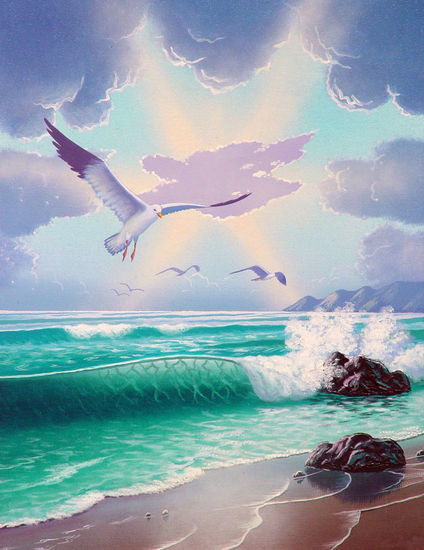 Gaviotas en el mar Acrylic Canvas Landscaping