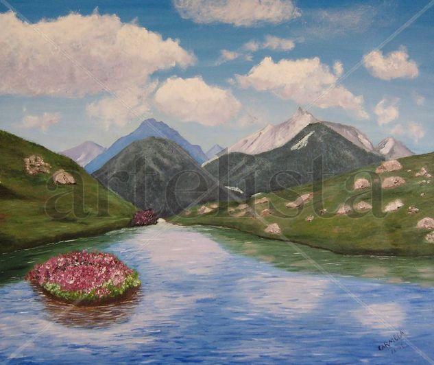 rocalla en el lago Oil Canvas Landscaping