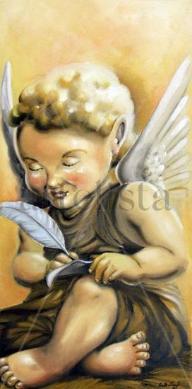 Angelito y pluma Oil Canvas Landscaping