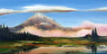 Paisaje monte y lago