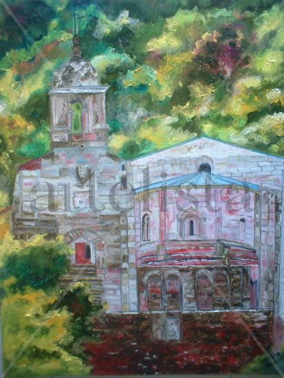 Monasterio de Caveiro Oil Canvas Landscaping