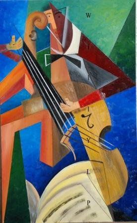 violoncelle V Oil Panel Figure Painting