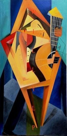 Guitariste et sa chaise Oil Canvas Figure Painting