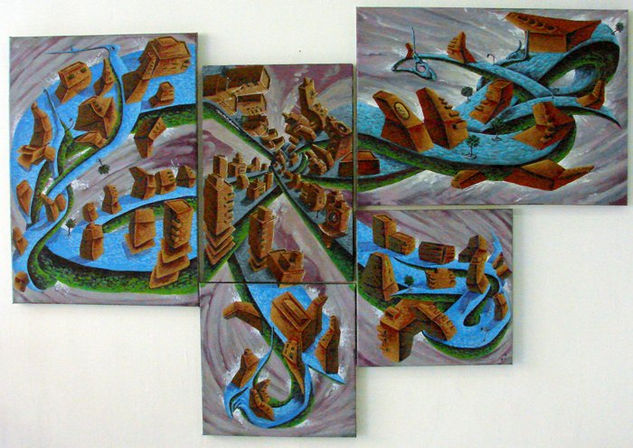 ciudad laberinto Acrylic Canvas Landscaping