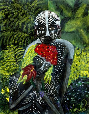 African Lovers Acrylic Panel Portrait