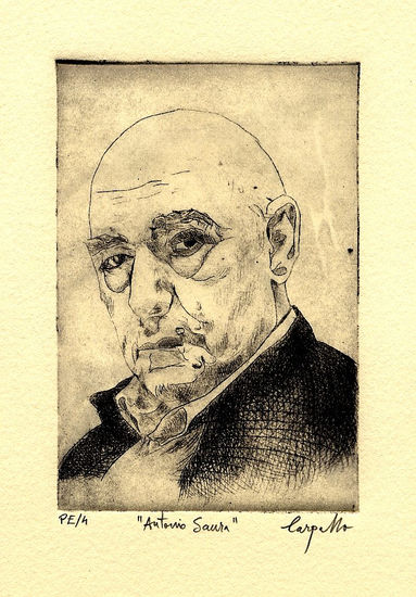 Retrato de Antonio Saura Huecograbado