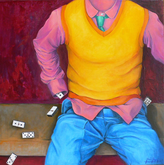 dominó camisa rosa (Pink Shirt Dominoes) Acrylic Canvas Figure Painting