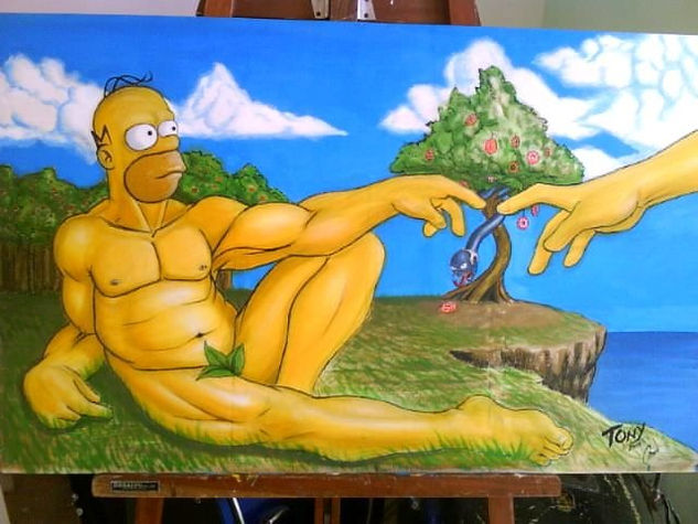 La creacion de Homero... Acrylic Canvas Nude Paintings