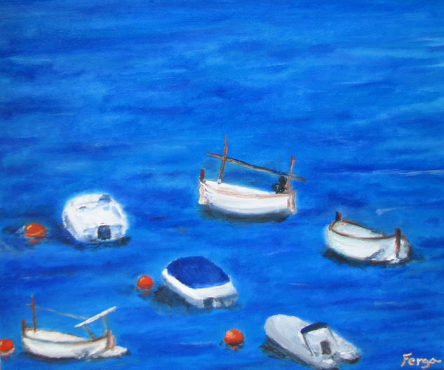 Barques Oil Canvas Marine Painting