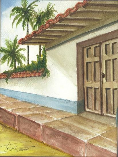 HACIENDA DEL CAFE Acuarela Papel Paisaje