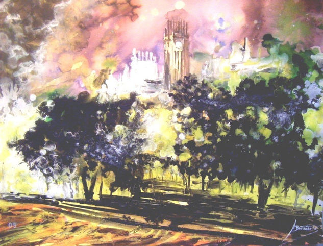 Paseo del Prado Tinta Papel Paisaje