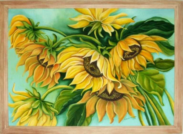 Girasoles Acrylic Textile Floral Painting