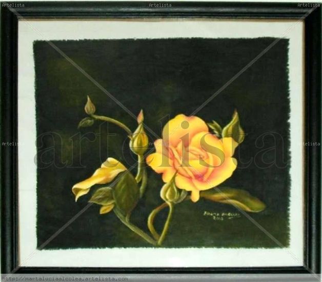 Rosa amarilla Acrylic Canvas Floral Painting