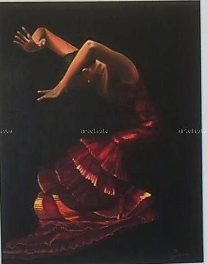 flamenca roja Oil Canvas Figure Painting