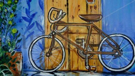 bicicleta. Acrylic Canvas Landscaping