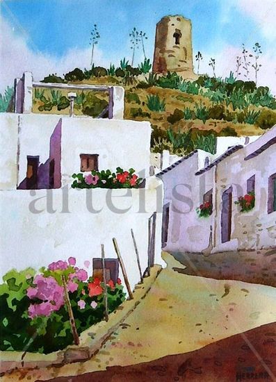 Barrio de la Atalaya - Nijar - Almería Watercolour Paper Landscaping