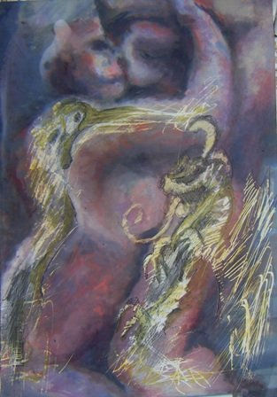 Tango al desnudo Mixed media Paper Nude Paintings