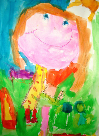 niña jugando Watercolour Paper Figure Painting