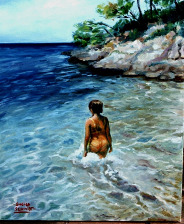 entrando en el mar
