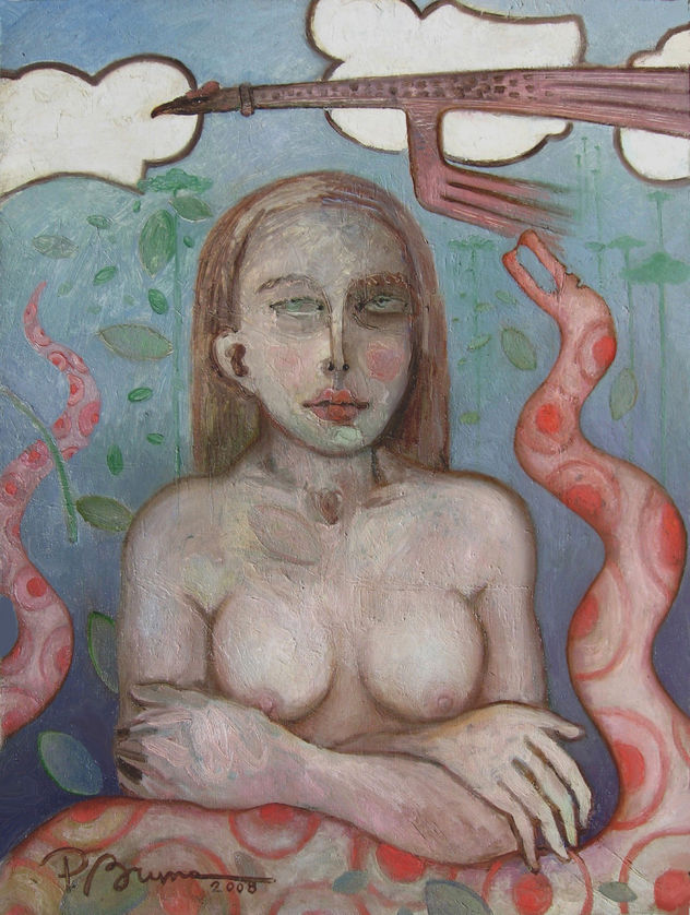 Mujer con cóndor y serpiente