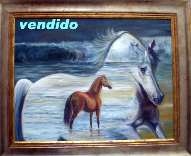 "Con la suavidad de la espuma y la fuerza del mar" Oil Canvas Animals