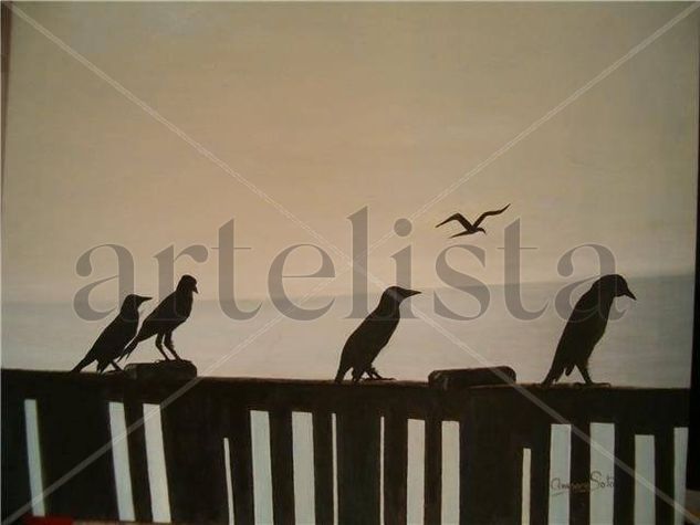 Esperando la noche Oil Canvas Landscaping