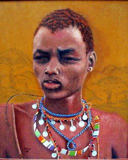 Guerrero Masai Oil Canvas Figure Painting