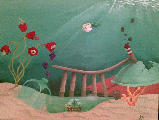 Bodegón surrealista bajo el agua Oil Canvas Still Life Paintings