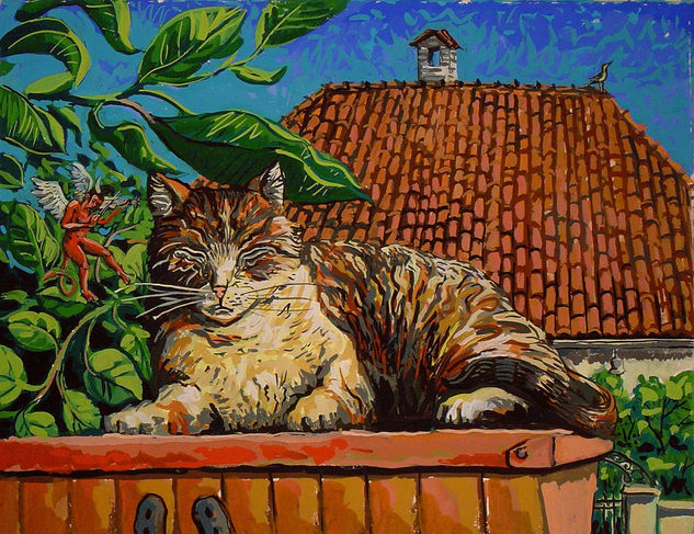 La tentación de Gaturrin Gouache Papel Animales