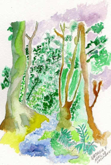 Olores y rumores de bosque / Smells and rumours of forest Watercolour Card Landscaping