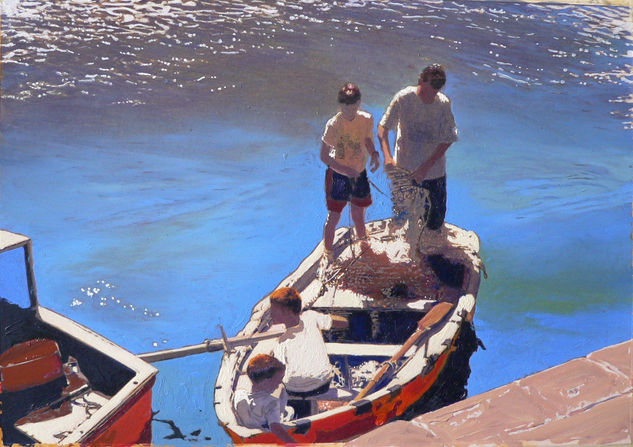 Niños en Camelle Oil Others Marine Painting