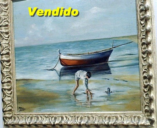 Buscando en la arena Oil Canvas Marine Painting