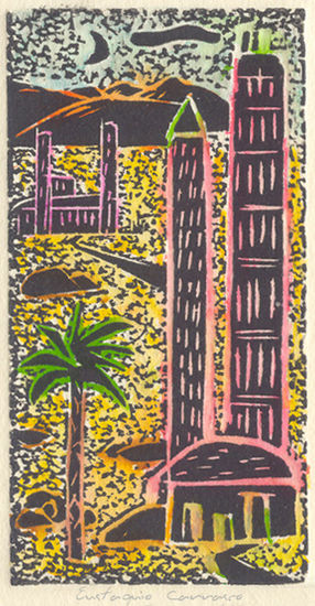 Construcciones del desierto Linocut