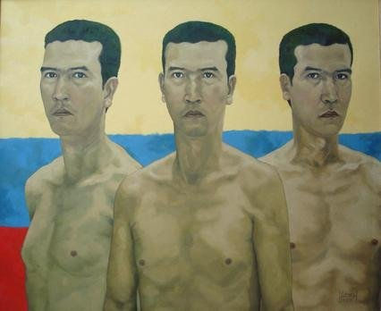 1X3 = 1 (auto retrato triple) Oil Canvas Figure Painting