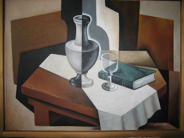 Jarron con libro Oil Canvas Still Life Paintings