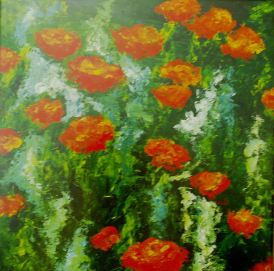 BUGANVILLA Oil Panel Floral Painting