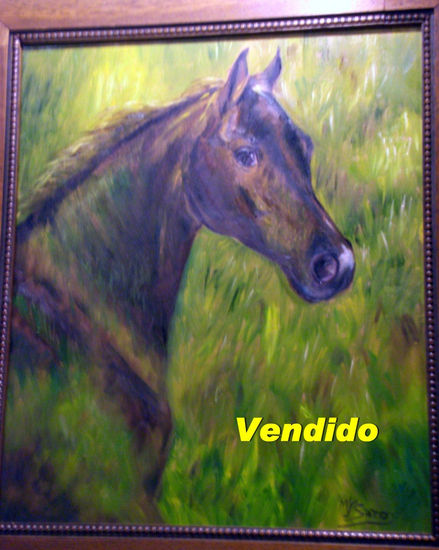 "Entre la hierba" Oil Panel Animals