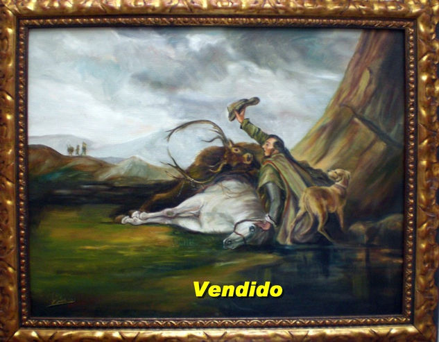 "Un accidente" Oil Canvas Figure Painting