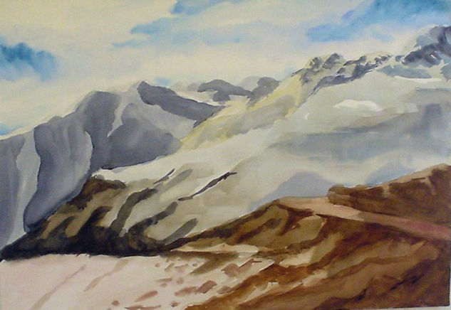 CORDILLERA DE LOS ANDES Acuarela Papel Paisaje