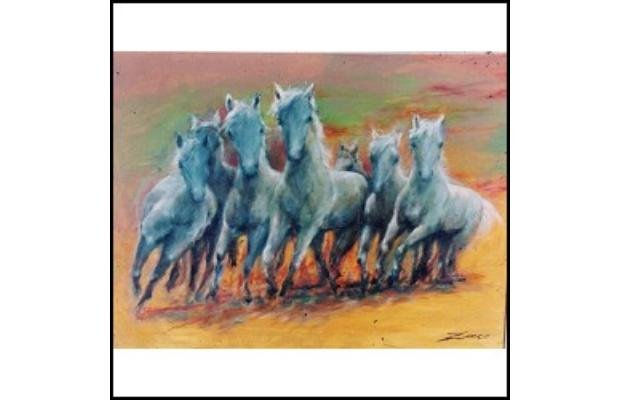 Enzo Zocco "Tropilla"  Pintura al oleo sobre tela. Original.