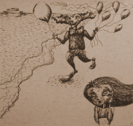 El payaso en la playa