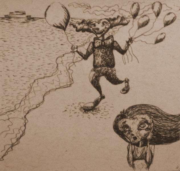 El payaso en la playa