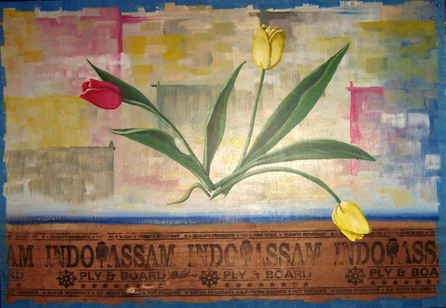 Tulipanes Acrylic Panel Floral Painting