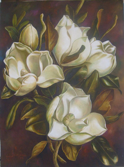 magnolia Oil Canvas Floral Painting