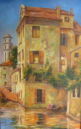 canal de venecia Oil Canvas Landscaping