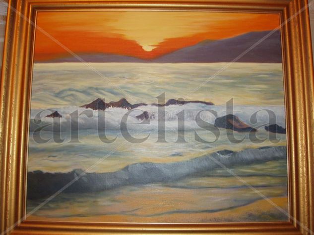 atardecer en la playa Oil Canvas Landscaping