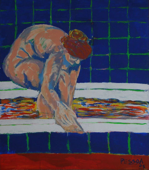 el baño I Acrylic Textile Figure Painting