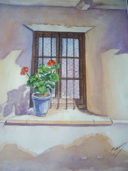 LA VENTANA ( acuarela) Watercolour Canvas Landscaping